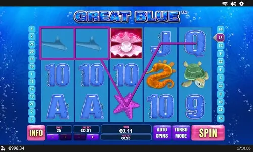 Great Blue online slot game - winning combination